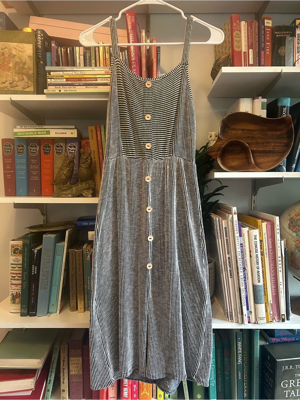 Caution To The Wind Black and White Striped Midi Sundress